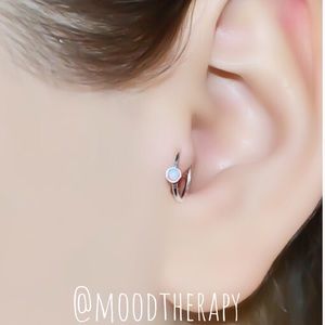Fake Tragus Fire Opal Ear Cuff Clip On Earring
